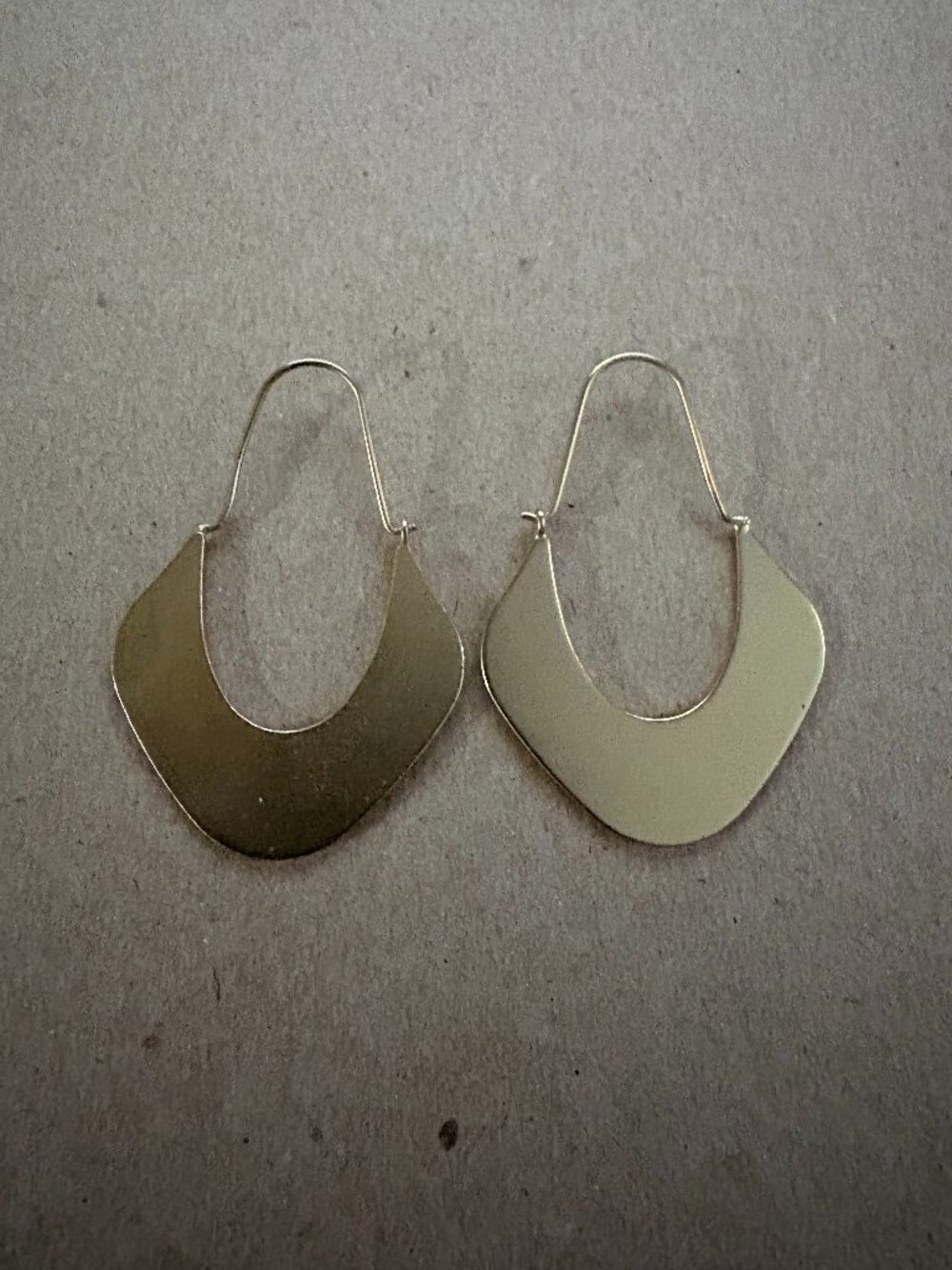 Minimalist tribal brushed brass hoop earrings